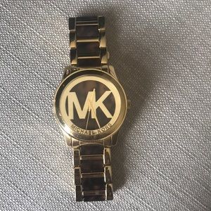 Michael Kors gold and leopard watch
